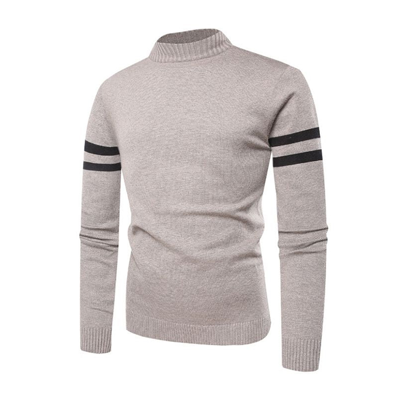 New Arrived Men Cotton Long Sleeves Stripes Printed Slim Fit Knitted Sweater