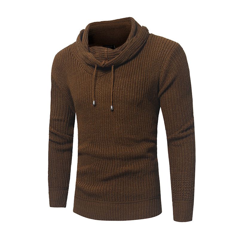 Latest Style Men Cotton Solid Color Long Sleeves Knitted Slim Fit Sweater