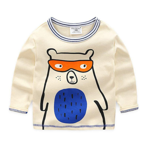 Boys Cotton Cute Bear Printed High Quality Long Sleeves T-shirt