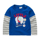 Boys Cotton Patchwork Little Elephant Printed Cartoon Tops