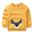 New Arrived Boys Cotton Long Sleeves Cartoon Animal Printed Yellow Tops