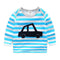 Boys Cotton Blue Stripes Black Car Printed Long Sleeves Tops