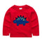 Boys Cotton Red Long Sleeves Cute Dinosaur Printed Tops