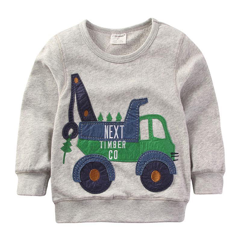 New Arrived Boys Cotton Thick Warm Truck Printed Long Sleeves Tops