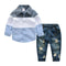 Boys 2 Pcs Set Cotton Patchwork Long Sleeves Shirts And Fashion Jeans