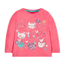 Cotton Pink Color Cartoon Cat Face Printed Girls Tops