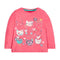 Cotton Pink Color Cartoon Cat Face Printed Girls Tops