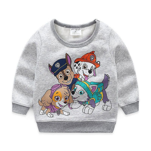 New Arrival Girls Cotton Long Sleeves Cartoon Dogs Printed Casual Tops