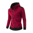 Fashion Men Cotton Patchwork Long Sleeves Slim Fit Coat Zipper Hoodie