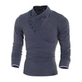 Men Cotton Long Sleeves Solid Color Personality Slim Fit Tops