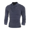 Men Cotton Long Sleeves Solid Color Personality Slim Fit Tops