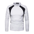 Hot Selling Men Cotton Patchwork Standing Collar Long Sleeves Tops