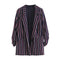 Fashion Classic Stripes Print Casual Women Outfit Pleated Sleeves Blazer
