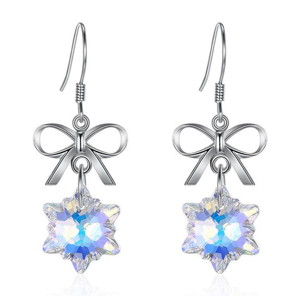 Fashion Luxury Christmas Gift Shape Women Sterling Silver Crystal Earrings