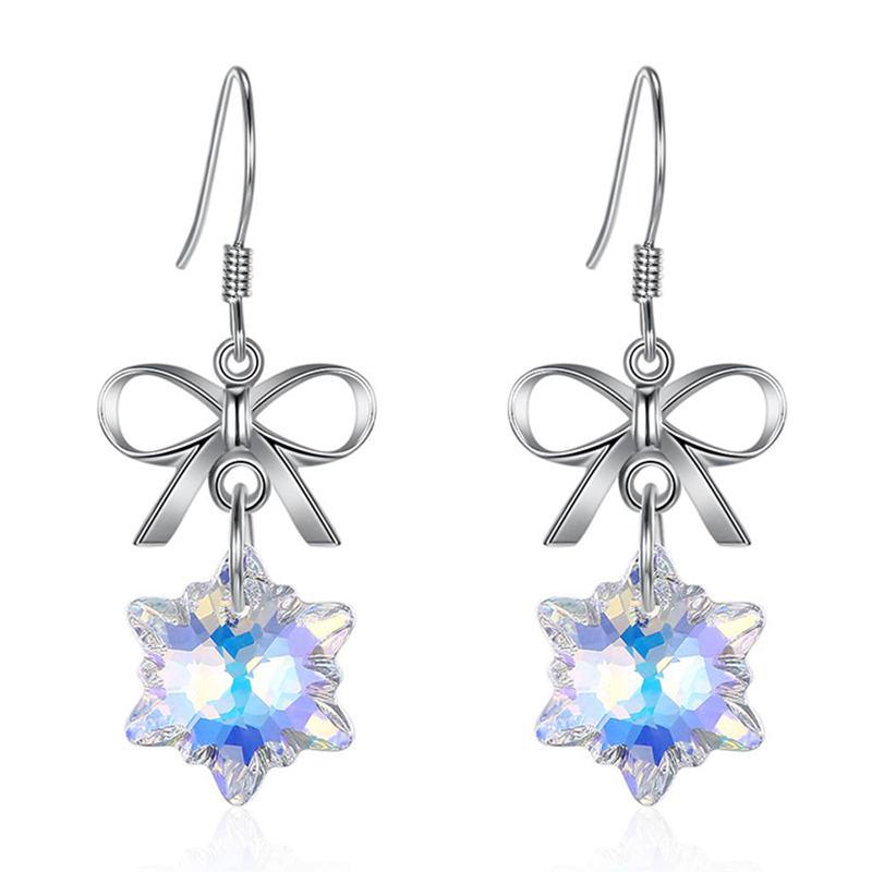 Fashion Luxury Christmas Gift Shape Women Sterling Silver Crystal Earrings