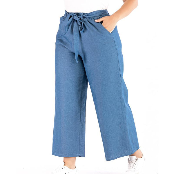 New Fashion Lace-up Casual Plump Women Wide Leg Pants