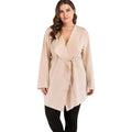 Casual Style Women Solid Color Irregular Design Plus Size Cardigan With Belt