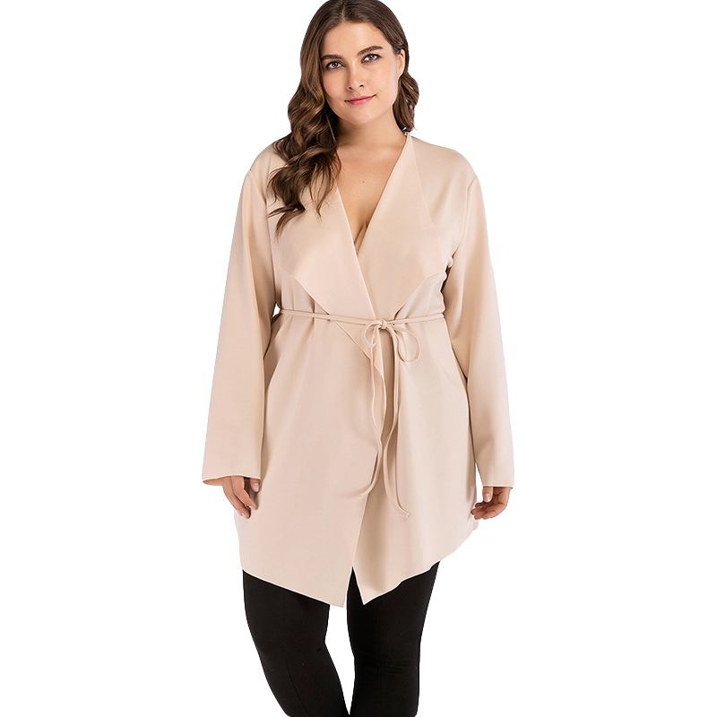 Casual Style Women Solid Color Irregular Design Plus Size Cardigan With Belt