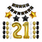 23Pcs Set Adult Black Gold Happy Birthday Banner Latex Round Foil Star Number Party Supplies Balloons