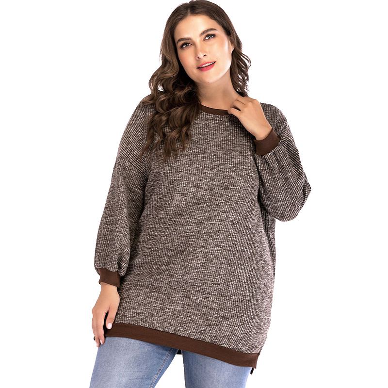 Fashion Women Loose Pattern Solid Color Long Sleeves Pullover Sweater