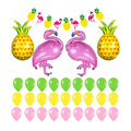 32Pcs Set Cute Paper Banner Green Yellow Pink Latex Balloons Flamingo Pineapple Foil  Party Decorations Balloons