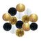 14Pcs Set Paper Black Gold White Lanterns Honeycomb Balls And Tissue Pom Poms Birthday Bridal Party Shower