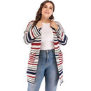 Women Casual Style Classic Stripes Pattern Autumn And Winter Plus Size Cardigan