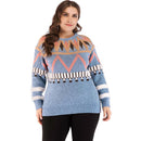 Fashion Women Bright Color Pattern Good Quality Knitwear Plus Size Bottoming Sweater