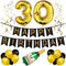 24Pcs Set Black HAPPY BIRTHDAY Banner And Gold Foil Champagne Bottle Number Birthday Party Balloons