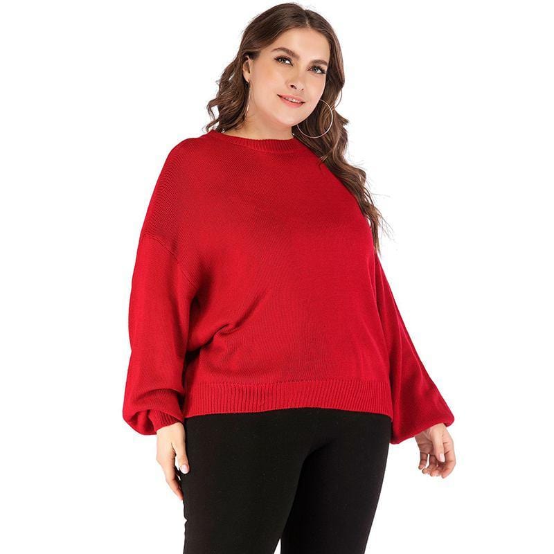 Women Bright Color Good Quality Warm Knitwear Plus Size Pullover Sweater