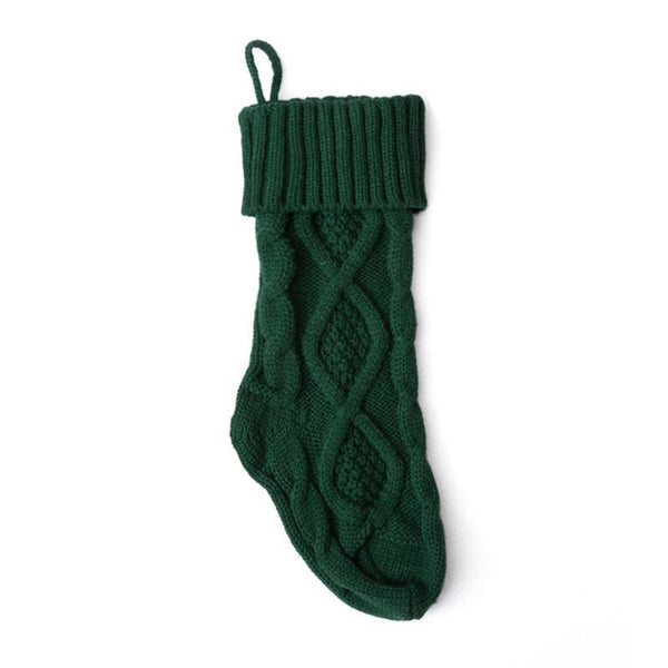 37cm Small Size Solid Color Woolen Knitted Christmas Hanging Sock