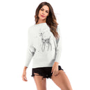 Fashion Sexy Big Collar One-shoulder Women Christmas Rhinestone Elk Sweater
