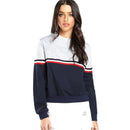 Women Casual Style Trendy Color Blocking Design Round Neck Pullover Sweatshirt