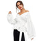 Highstreet Women Fashion Work Wear Solid Sexy Off-shoulder Bishop Sleeves Blouse