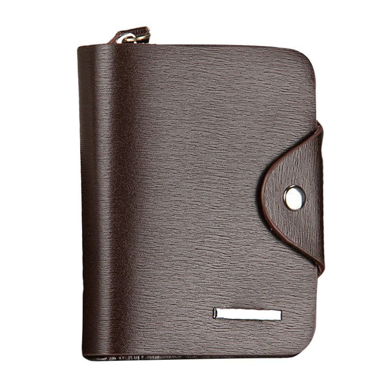 Businessmen Casual Style New Design Stitching Decoration Hasp Lengthways Short Wallet