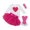 4 Pcs Set Baby Girls Cotton Soft Long Sleeves Bodysuit And Pink Tutu Skirt And Dots Printed Leggings And Bowknot Headband
