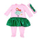 2 Pcs Set Cotton Baby Girls Mermaids Printed Patchwork Bodysuit And Bowknot Headband
