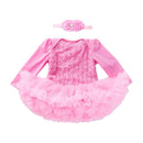 Baby Girls Cotton Floral Pattern Patchwork Bodysuit And Headband 2 Pcs Set