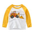 Boys Patchwork Bulldozer Printed Long Sleeves Tops