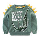 Boys Cartoon Crocodile Printed Long Sleeves Sweatshirt