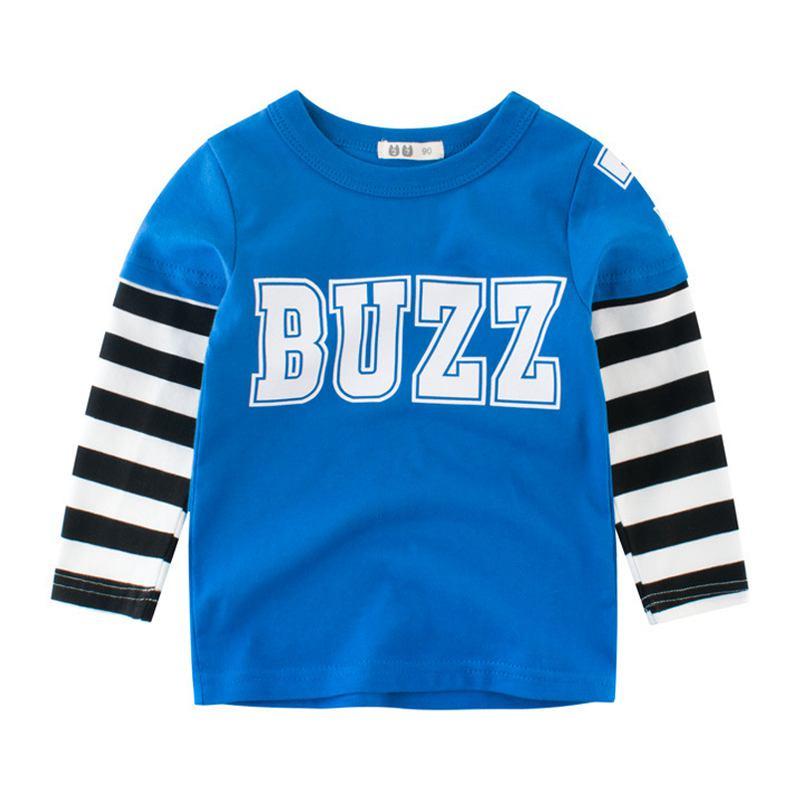 Boys Letter Printed Patchwork Long Sleeves Tops