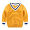 Boys V Neck Solid Color Long Sleeves Knitwear