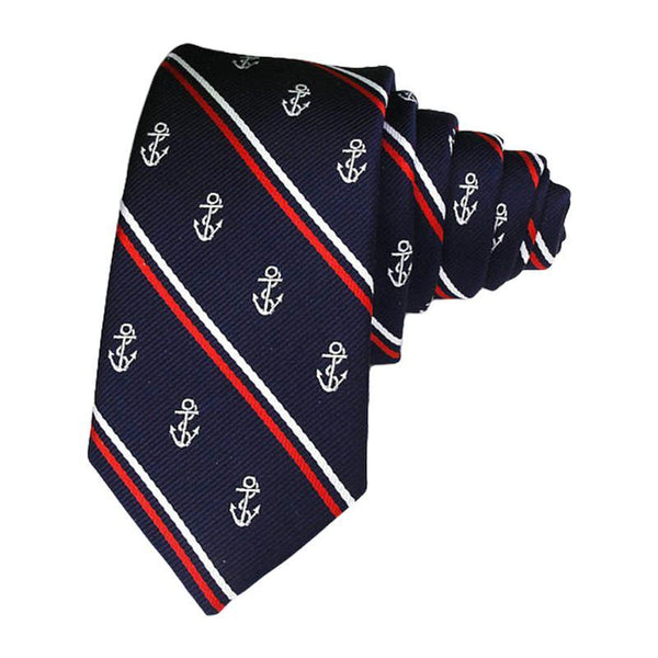 6cm Casual Style Gentlemen Fashion Anchor Print Polyester Tie