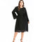 Women Casual Style Solid Color Round Neck Long Sleeves Plus Size Dress