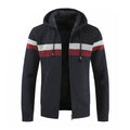 Hot Sale Men Thickened Cotton Stripes Printed Long Sleeves Hooded Warm Coat