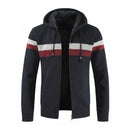 Hot Sale Men Thickened Cotton Stripes Printed Long Sleeves Hooded Warm Coat