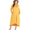 Women Bright Solid Color Long Sleeves Round Neck Long Length Plus Size Dress