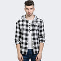 New Arrived Men Cotton Simple Style Plaid Printed Long Sleeves Hooded Coat
