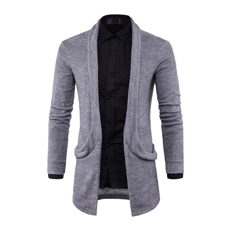 Casual Style Men Solid Color Long Sleeves Cotton Knitted Cardigan
