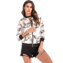 Fashion Casual Style Women Crane Print Long Sleeves Short Jacket